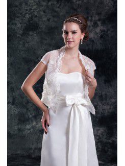 Satin Strapless Floor Length Column Sash Wedding Dress with Jacket