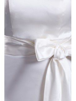 Satin Strapless Floor Length Column Sash Wedding Dress with Jacket