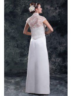 Satin Strapless Floor Length Column Sash Wedding Dress with Jacket