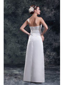 Satin Strapless Floor Length Column Sash Wedding Dress with Jacket