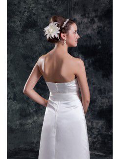 Satin Strapless Floor Length Column Sash Wedding Dress with Jacket