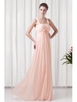 Chiffon Square Column Floor-Length Sequins Prom Dress