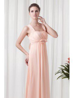 Chiffon Square Column Floor-Length Sequins Prom Dress