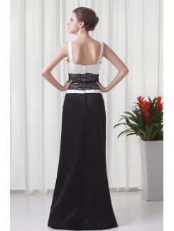 Satin Square Column Floor-Length Lace Prom Dress