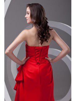 Satin Strapless Sheath Sweep Train Sequins Prom Dress