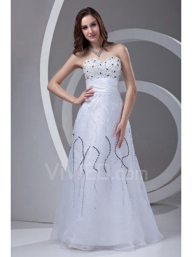 Organza sweetheart una linea pavimento lunghezza paillettes vestito da promenade