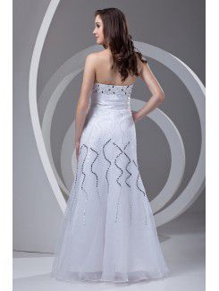 Organza Sweetheart A-line Floor Length Sequins Prom Dress