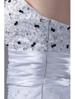 Organza Sweetheart A-line Floor Length Sequins Prom Dress