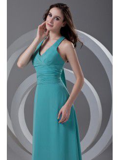 Chiffon V-Neckline Column Floor Length Prom Dress