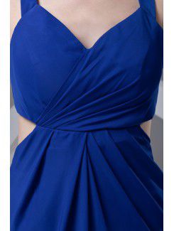 Chiffon V-Neckline Column Floor Length Prom Dress