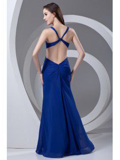 Chiffon V-Neckline Column Floor Length Prom Dress