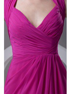 Chiffon V-Neckline Column Floor Length Prom Dress