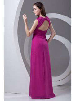 Chiffon V-Neckline Column Floor Length Prom Dress