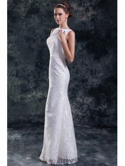 Lace Straps Floor Length Sheath Embroidered Wedding Dress