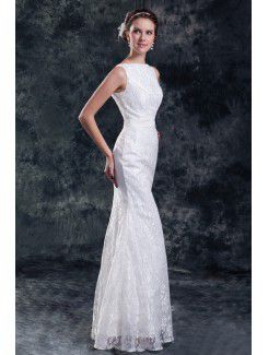 Lace Straps Floor Length Sheath Embroidered Wedding Dress