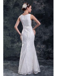 Lace Straps Floor Length Sheath Embroidered Wedding Dress