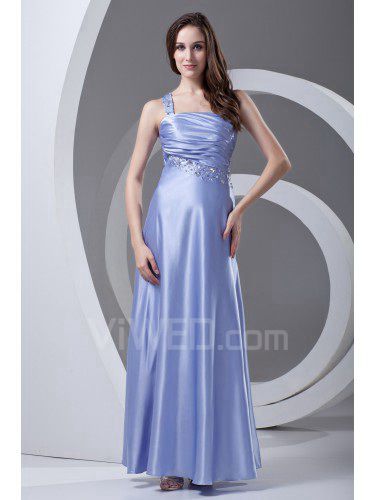 Satin Straps Column Floor Length Sequins Prom Dress