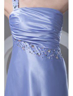 Satin Straps Column Floor Length Sequins Prom Dress