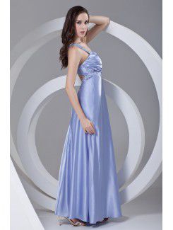 Satin Straps Column Floor Length Sequins Prom Dress