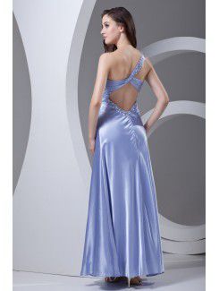 Satin Straps Column Floor Length Sequins Prom Dress