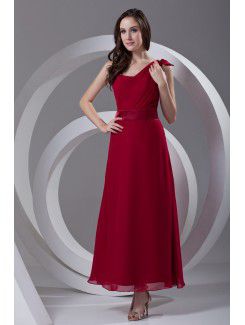 Chiffon Asymmetrical A-line Ankle-Length Sash Prom Dress