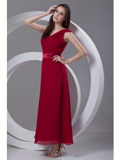 Chiffon Asymmetrical A-line Ankle-Length Sash Prom Dress