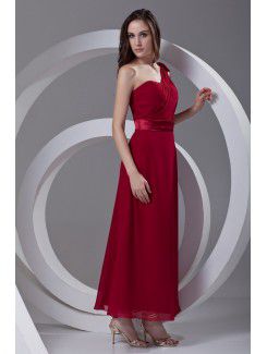 Chiffon Asymmetrical A-line Ankle-Length Sash Prom Dress