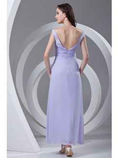 Chiffon V-Neckline Column Ankle-Length Sash Prom Dress