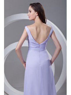 Chiffon V-Neckline Column Ankle-Length Sash Prom Dress