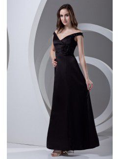 Satin V-Neckline Column Floor Length Prom Dress