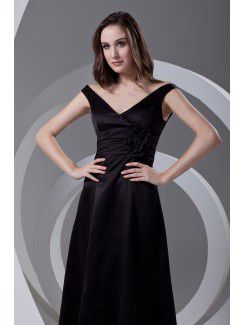 Satin V-Neckline Column Floor Length Prom Dress