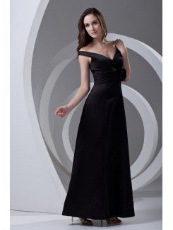 Satin V-Neckline Column Floor Length Prom Dress