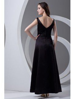 Satin V-Neckline Column Floor Length Prom Dress