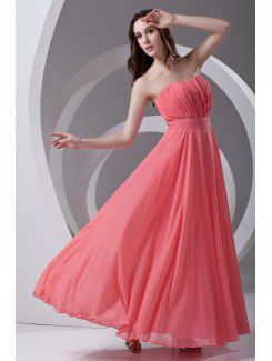 Chiffon Strapless Column Floor Length Sash Prom Dress