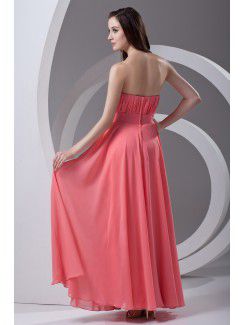 Chiffon Strapless Column Floor Length Sash Prom Dress