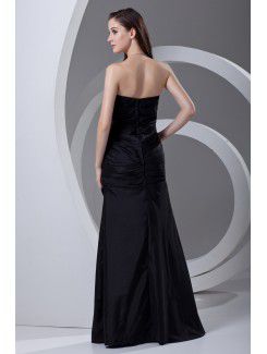 Taffeta Strapless Sheath Floor Length Crisscross Ruched Prom Dress