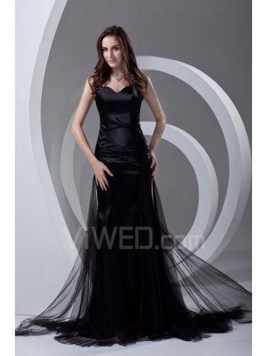 Satin und netz liebsten mantel sweep zug ballkleid