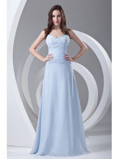 Chiffon Sweetheart A-line Sweep Train Directionally Ruched Prom Dress