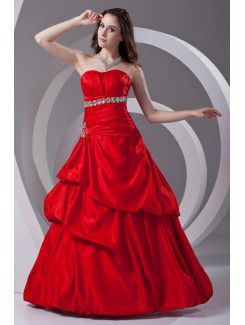 Satin Scoop A-line Floor Length Embroidered Prom Dress