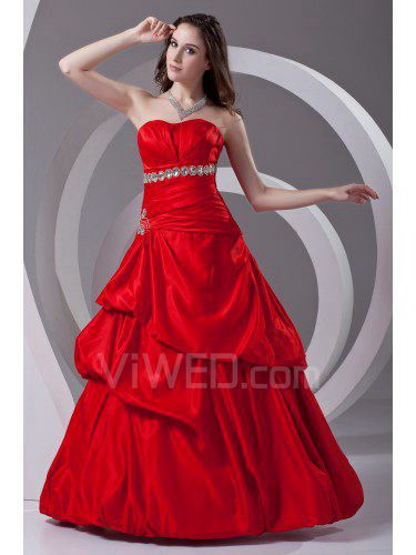 Satin Scoop A-line Floor Length Embroidered Prom Dress