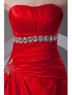 Satin Scoop A-line Floor Length Embroidered Prom Dress