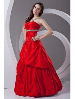 Satin Scoop A-line Floor Length Embroidered Prom Dress