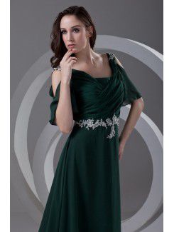 Chiffon Straps A-line Sweep Train Embroidered Prom Dress