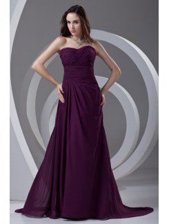 Chiffon Sweetheart A-line Sweep Train Prom Dress