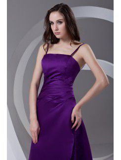 Satin Spaghetti A-line Floor Length Embroidered Prom Dress