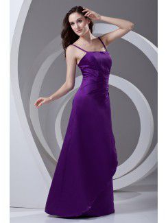 Satin Spaghetti A-line Floor Length Embroidered Prom Dress