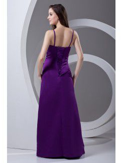 Satin Spaghetti A-line Floor Length Embroidered Prom Dress