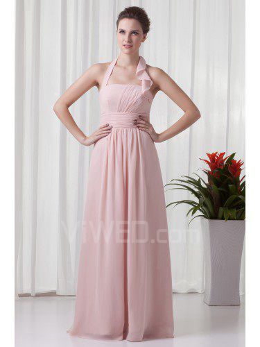 Chiffon halterneck kolonne ladlængde prom dress