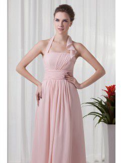 Chiffon Halter Column Floor Length Prom Dress