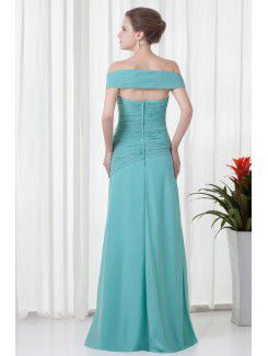 Chiffon Off-the-Shoulder Column Floor Length Embroidered Prom Dress